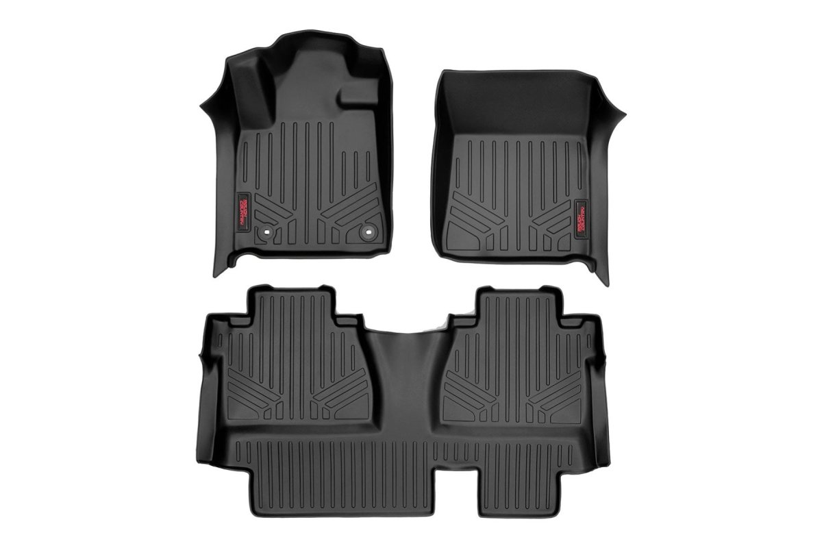 Toyota Tundra Floor Mats - Front + Rear - Rough Country - Heavy Duty Floor Mats - '14-'21